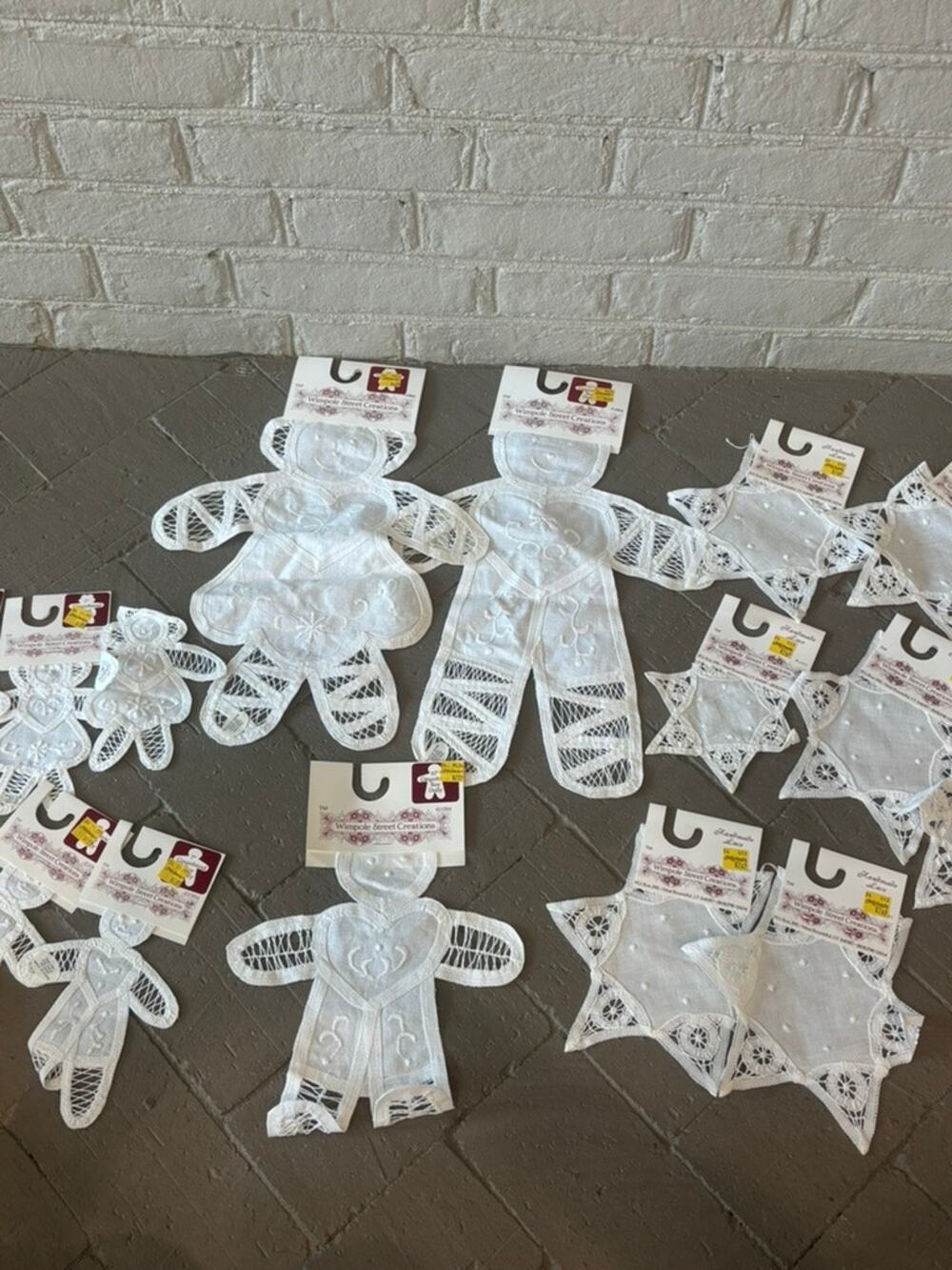 Vintage Wimpole Street Handmade Lace Doilies Lot NWT, 1990s Gingerbread Star